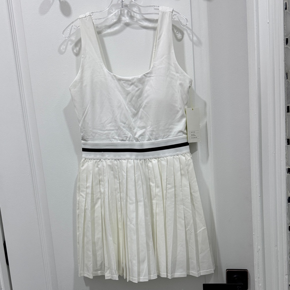 All in Motion White Pleated Dress